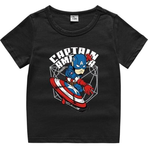 New Kawaii Childrens Clothing Captain America T Shirt Girls Boys Birthday Gift for Girls Boys T-shirt Marvel Summer Tops Tees