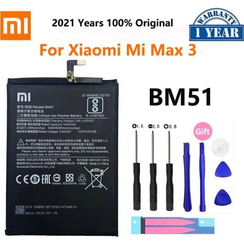 100% Orginal Xiao mi BM51 5400mAh Battery For Xiaomi Max 3 Max3 MiMax3 High Quality Phone Replacement Batteries
