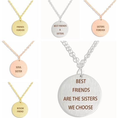 Best Friends Are The Sisters We Choose Friendship Necklace Letter Engraved Metal Pendant Necklace Sisters Jewelry Gifts
