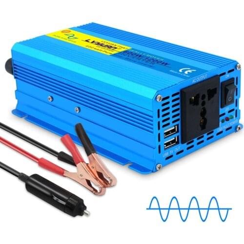 1200W Peak Full Power Inverter CAR DC 12V to 220V AC 230V 240V Converter Power Supply Pure Sine Wave Solar Power Inverter（Blue