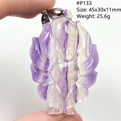 Top Natural Colorful Fluorite Pendant Fox Crafted Jewelry For Women Men Quartz Love Gift Crystal 45x30x11mm Beads Silver AAAAA