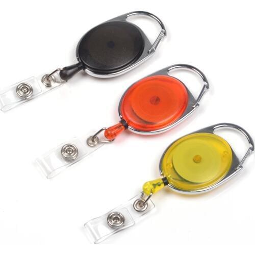 Assorted Color Retractable Carabiner-Style Retractable ID Card Badge Reel
