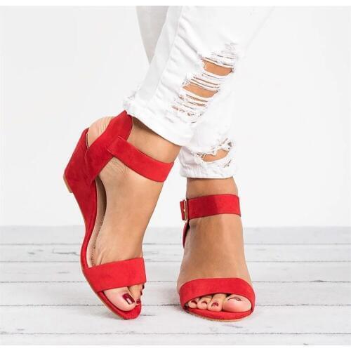 Female Sandal 2019 Sandals Large Size Comfort Shoes For Women Clogs Wedge Med Ladies Womens Summer Comfort Block Beige On