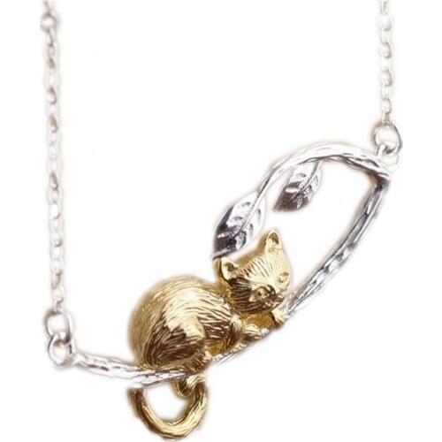S925 silver cute kitten chain simple fashion pendant to send his girlfriend