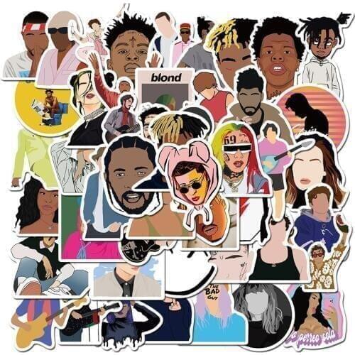 10/50pcs Singer Styles Stationery Stickers For Car Laptop PVC Backpack Home Decal Pad Bicycle Waterproof Decal