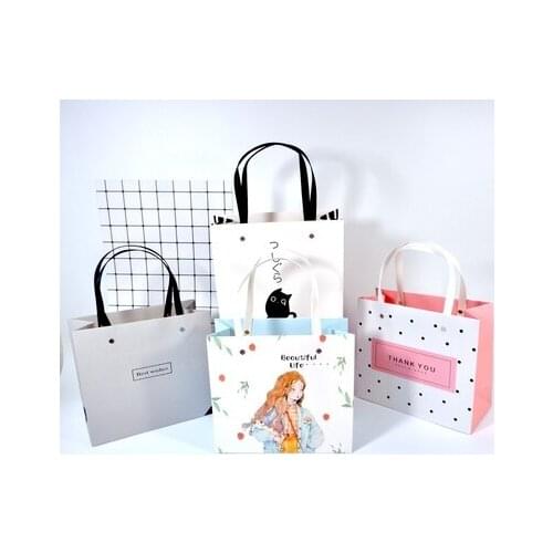 10Pcs Korean version of creative boutique handbag small fresh art girl high-end gift bag wedding supplies paper bag waterproof