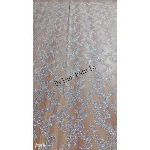 Wedding dress small pearl series mesh gauze wedding dress fashion fabric