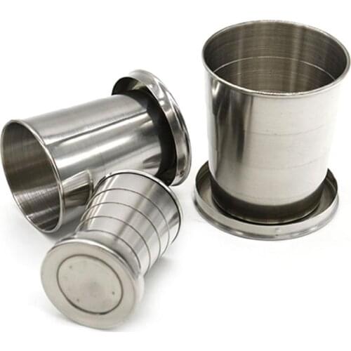 75/140ML Stainless Steel Telescopic Cup Travel Folding Cup Telescopic Durable Collapsible Mugs Kitchen Drinkware Accessories