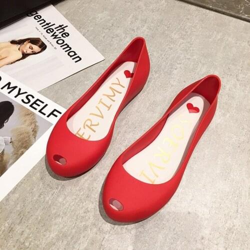 Ladies Peep Toe Jelly Rain Shoes Women Waterproof Flats Anti-Slip Loafers Soft Invisible Height Increasing Low Heels Sandals