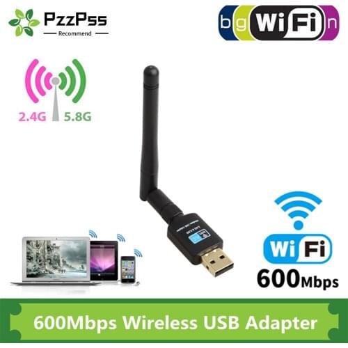 PzzPss 600Mbps USB Wifi Adapter 5.8GHz+2.4GHz USB Wifi Receiver Wireless Network Card USB Wifi High Speed Antenna Wifi Adapter