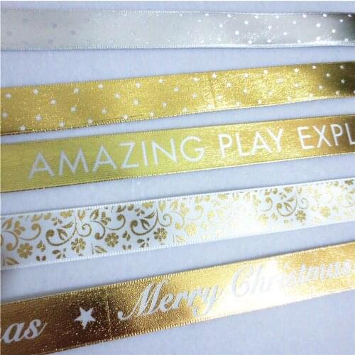 1.5cm Christmas English Hot Stamping Ribbon Baking Cake Packaging Decoration Strawberry Fruit Box Polyester Tape 459