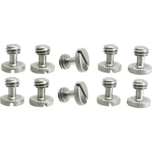 10pcs SS steel Screws 3/8" Tripod Quick Release QR Plate Camera Flathead Slot (pack of ten)