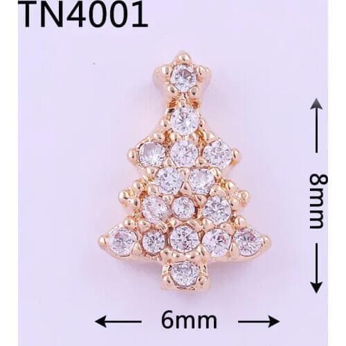 10pcs TN4001 Christmas Tree Alloy Zircon Nail Art Crystals Jewelry Rhinestones Nails Accessories Supplies Decorations Charms