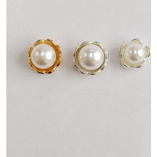 10 PCS Fashion Metal Alloy Imitation Pearl Flowers Connectors Charms DIY Hair Earrings Accessories For Jewelry Making
