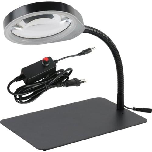 10X 8X Magnifying Magnifying Glass Table Magnifier With Adjustable 48 LED Ring Light Illuminator Lamp For Pcb Repair Jade Read