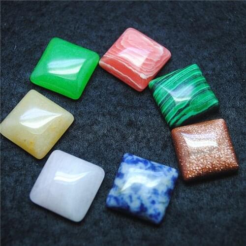 10 Pieces/ Lot Nature Gem stone Cabochon Assorted Beads Accessories Square Shape Size 16mm Mix Colors