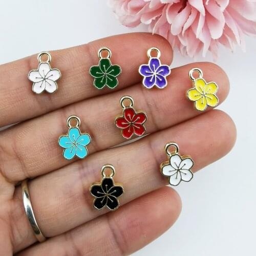20pcs Colorful Mini Flowers Alloy Enamel Metal Charms Pendants Earrings Flower Charm Dangle DIY Jewelry Accessories Phone Decor