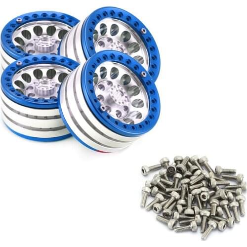 4PCS 1.9-inch Heavy Aluminum Alloy Lock Tire Hub Wheels Rim Set Beadlock Wheels Rims For RC Crawler 1/10 SCX10 90046 TRX4 D90