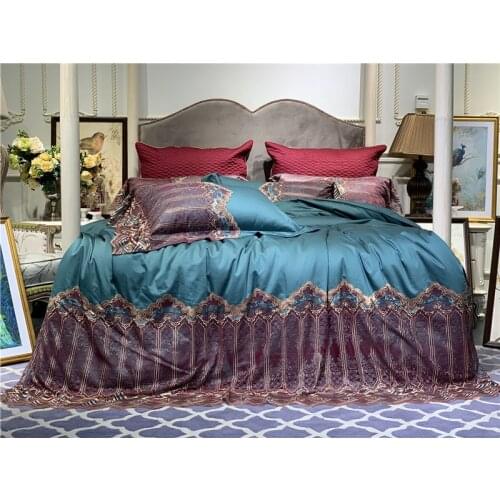 4pcs 1000TC Egyptian Cotton Royal Luxury Bedding set King Queen Size lace Bed set Duvet Cover Bedsheet set parrure de lit