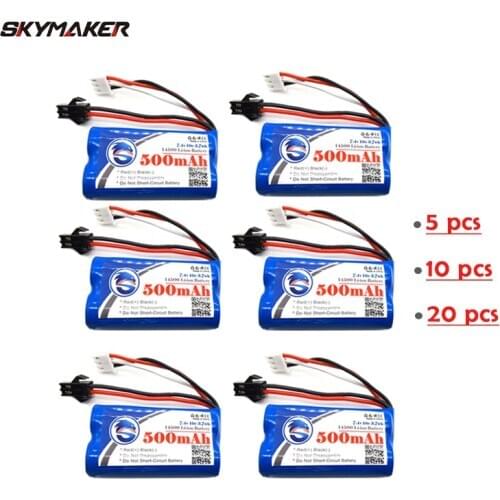 5/10/20PCS Skymaker 500mAh RC Lipo Battery 7.4V 10C 2S RC Battery With SM Plug for WPL D12 MN45 RC Car Boat Gun Battery 14500