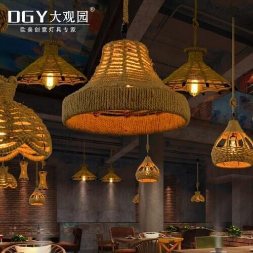 American Country Garden Clothing Store Cafe Retro Chandelier Rope Chandelier Chandelier Bar Aisle Hat hanging lamp