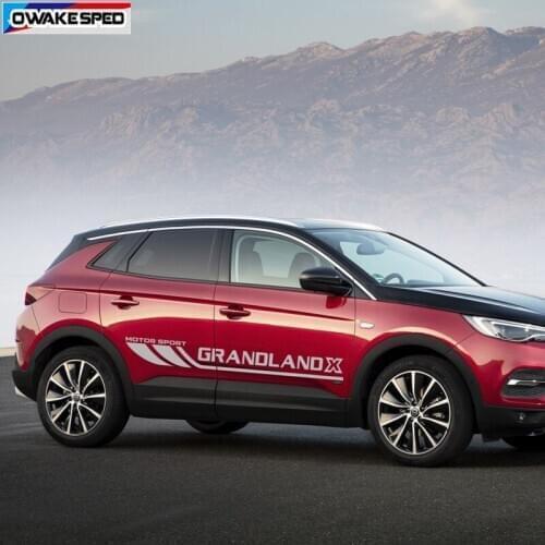 Motor Sport Stripes Car Door Side Skirt Sticker For Opel Grandland X Auto Body Decor Vinyl Decal DIY Exterior Accessories