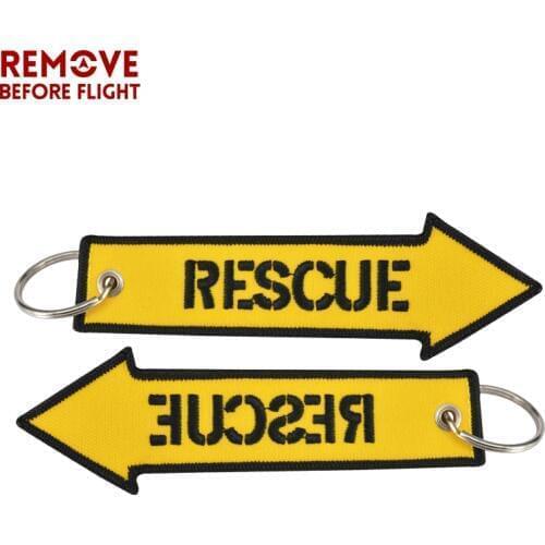 Remove Before Flight Key Chains for Motorcycles Cars Key Tag Rescue Danger Arrow Shaped Embroidery Key Fob Holder OEM Keyring