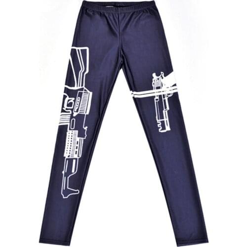 CHSDCSI Sporstwear Pant Drop Ship Digital Printing Gun Print Fitness Leggings Sexy Pants Black Elastic Cotton Fitness Trousers