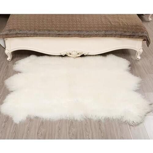 CX-D-76 Soft Long Hair Mongolian Lamb Fur Mat Rug Blanket Bedroom Fur Carpet Chair Cover