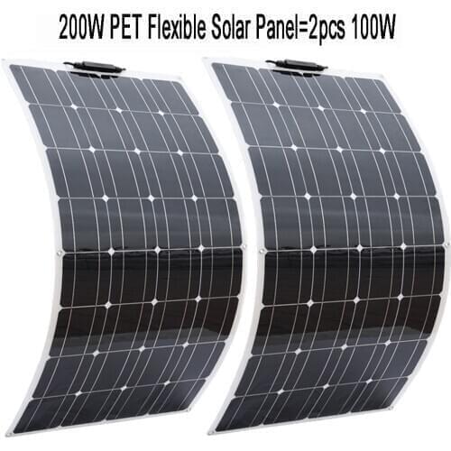 100W 200W(2pcs100W) ETFE or PET Flexible Solar Panel 32 Solar Cell 125mm*125mm For 12V 24V Battery Charge