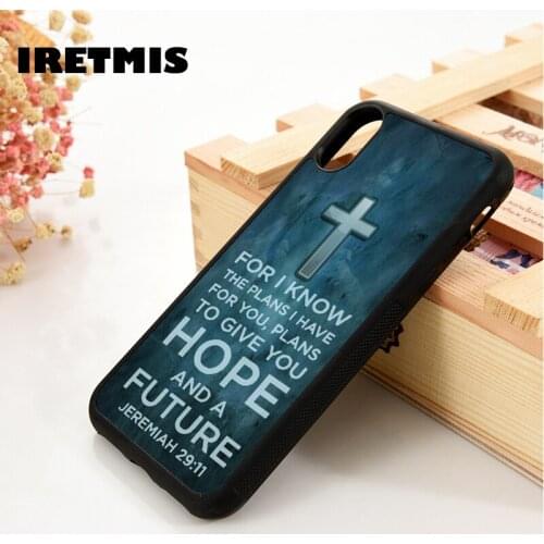 Iretmis 5 5S SE 6 6S Soft TPU Silicone phone case cover for iPhone 7 8 plus X Xs 11 Pro Max XR Cross Bible Hope Future
