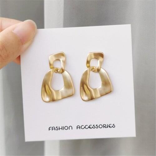 Classic Matte metal stud earrings personality cold wind irregular temperament frosted texture earrings Women fine jewelry