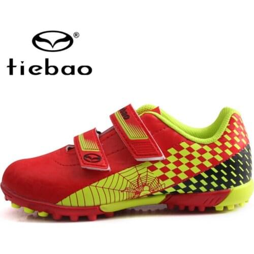 2021 New Tiebao Outdoor Boys Soccer Shoes Football Boots Kids Cleats TF Turf Training Sports Sneakers Natural Rubber Outsole