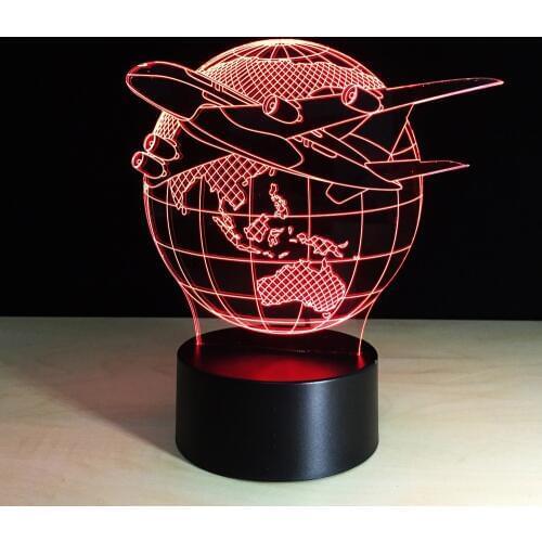 Cool Toy 3D Aircraft Warplane Lamp Model Creative Night Light Touch Jet Plane Desk Lamp LED Hologram illusion Lamp Bedside Lamp