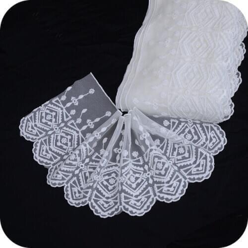 White Beige Lace Fabric Embroidery Flower Tulle Lace Trim Ribbon 15cm Guipure Craft Supplies Laces Sewing Dress Accessories LX30