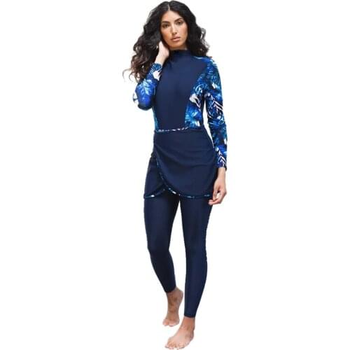 Muslim Swimwear Women Modest Islamic Swimming Clothes Hijab Long Sleeves Sport Swimsuit 3pcs Burkinis Wear Bathing Suit Lady XL