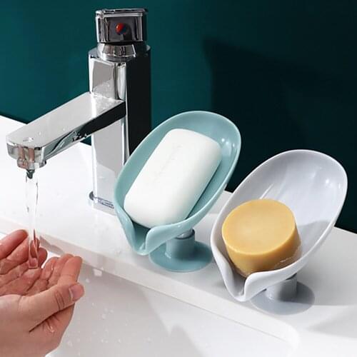 Leaf-Shaped Non-slip Soap Box Drain Soap Holder Bathroom Shower Soap Rack Dish Storage Plate Tray Bathroom Laundry Gadgets