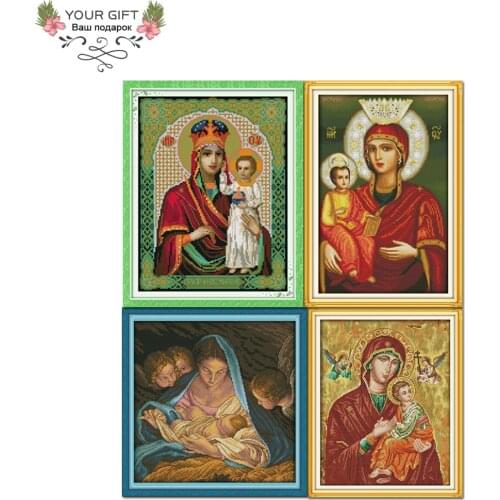 Joy Sunday R821(14)R822(15)R823(16)R847(17) 14CT 11CT Counted and Stamped Home Decor Madonna and Children Cross Stitch kits