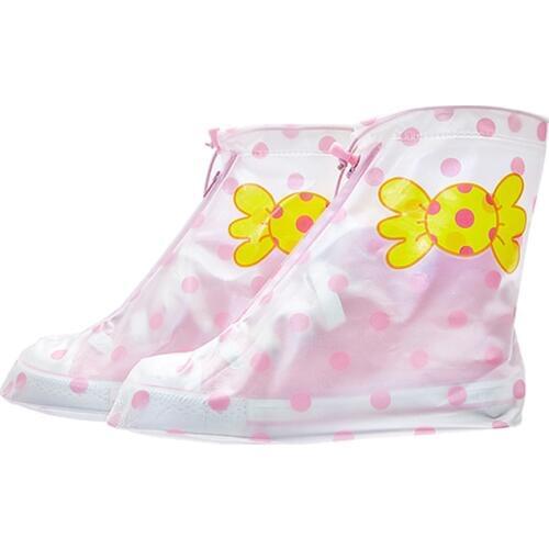 1 pair reusable fashion waterproof PVC kids cartoon rainproof rain shoes covers for boys girls outdoor activities
