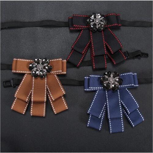 New Mens Dress Shirts Brooches Pins High Quality Men Suits Double Ribbon Collar Pin Wedding Dot Tie Pins Handmade Brooches