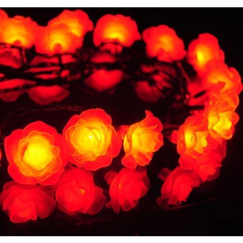 New Year 10M Artificial Rose Light LED Flower Holiday/Party Decoration Lighting Strings for Bedroom/ Wedding/Christmas Tree H-01