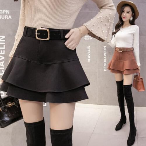 2020 autumn and winter new A-line cake skirt thin and versatile high-waisted outer skirt