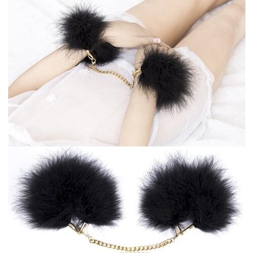 Sexy Adjustable feather Handcuffs Ankle Cuff Restraints BDSM Bondage Sex Toys Restraints Sex Bondage Exotic Accessories Women