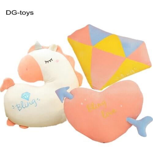 Super Soft Rainbow Diamond UnIcorn Plush Pillow Stuffed Cupcake Fal in love Arrow Heart Sofa Decor Cushion Gift For Girlfriend