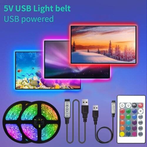 5V 5050 LED Light Strips Decoration Lighting USB Infrared Remote Controller Ribbon Lamp For Festival Party Bedroom RGB BackLight