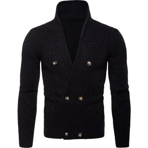 Sweatercoat Men Pop Autumn Winter Double Breasted Thicken Knitted Sweater Male High quality Mens Knitwear Brand Clothing