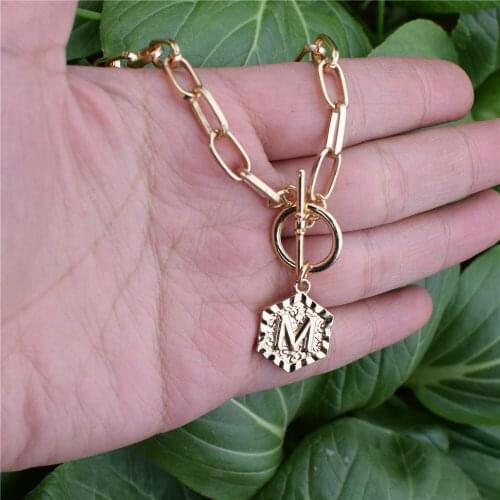 Tiny Gold Initial Letter Necklace For Women Geometric A-Z Alphabet Pendant Necklace Jewelry Christmas Gifts Bijoux Femme