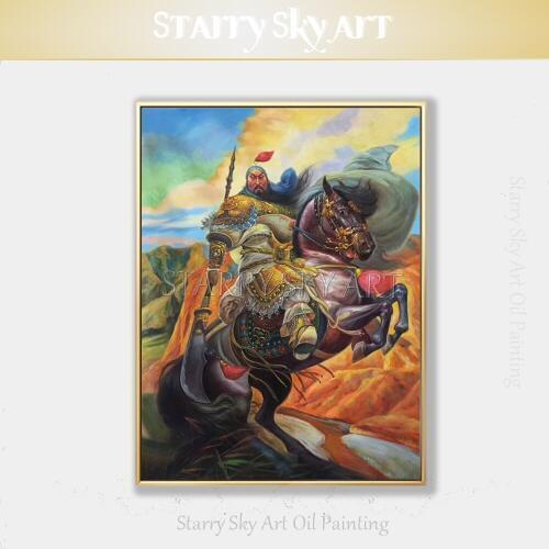 Top Artist Hand-painted High Quality Famous Chinese Figure Guan Yu Oil Painting on Canvas China History Hero Guan Yu Painting