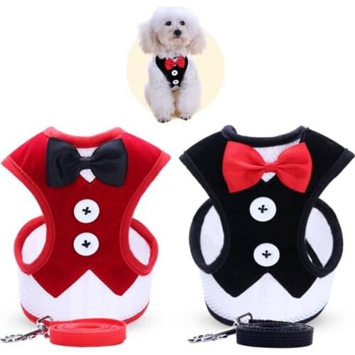 Pet Products Small Dog Clothes Harness Leash Set Pet Accessories Vest Dog Leashes for Easy Walking Patrol Soft Walk Out Harness