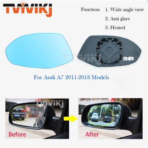 TVYVIKJ Side rearview mirror blue glass lens with LED Indicate light For Audi A7 2011-2018 Wide view Anti glare door mirror wing